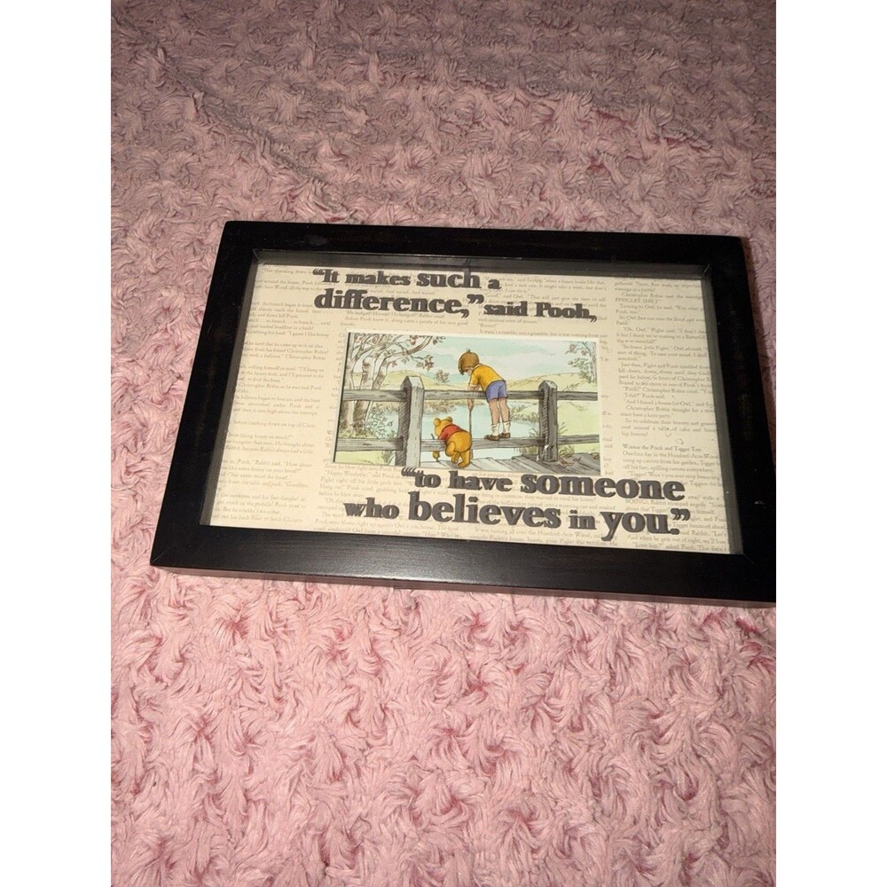Disney Hallmark Framed Art Print Winnie The Pooh Christoper Robin Quote